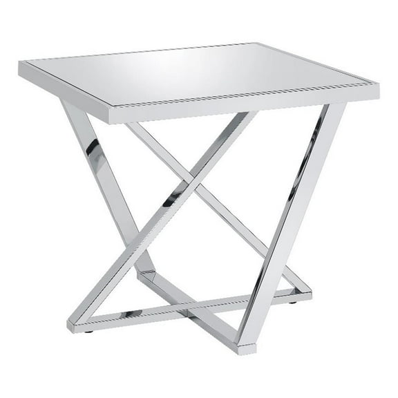 Furniture of America Ludington Contemporary Metal End Table in Chrome