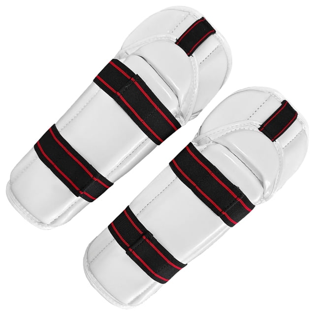 QualitChoice Thickened Muay Thai Kick Boxing Arm Shin Guards Support Breathable Inner Adjustable Elastic Guard . Durable Friends White S