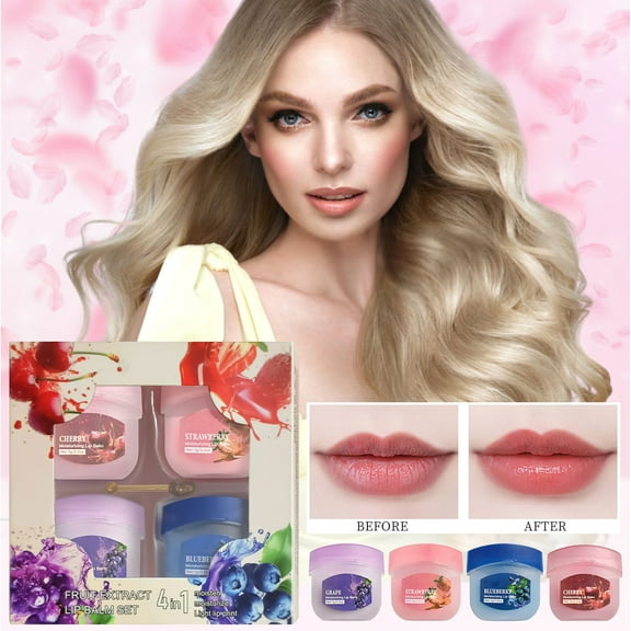 QunYou Lip Makeup Fruit Moisturizing 4-color Lipstick Set Lip Mask with Spoon