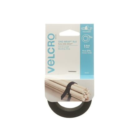 VELCRO® Brand ONE-WRAP® Roll 4ft x 3/4in Roll, Black