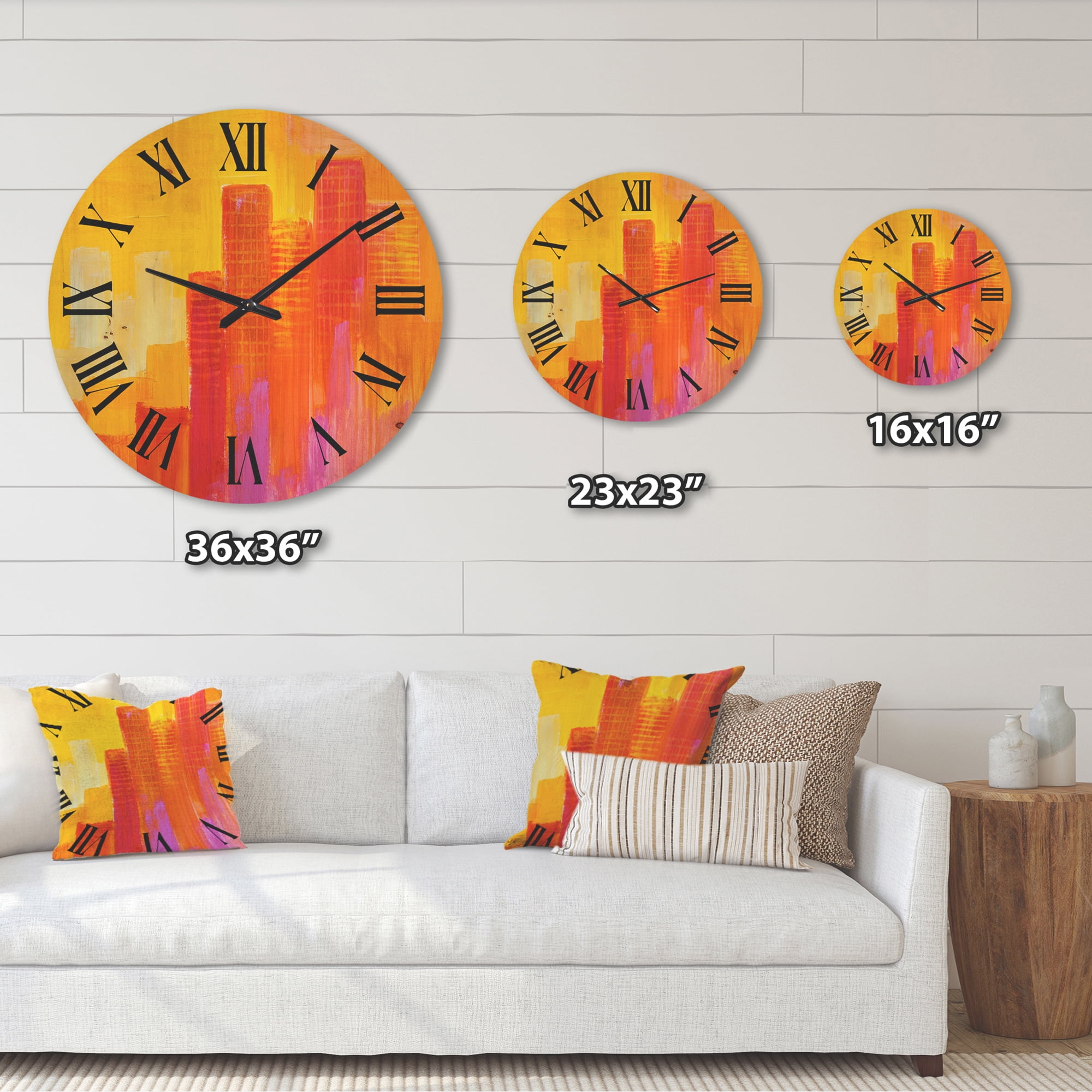 Designart 'Cityscape of Modern City Skyscrapers III' Modern Wood Wall Clock