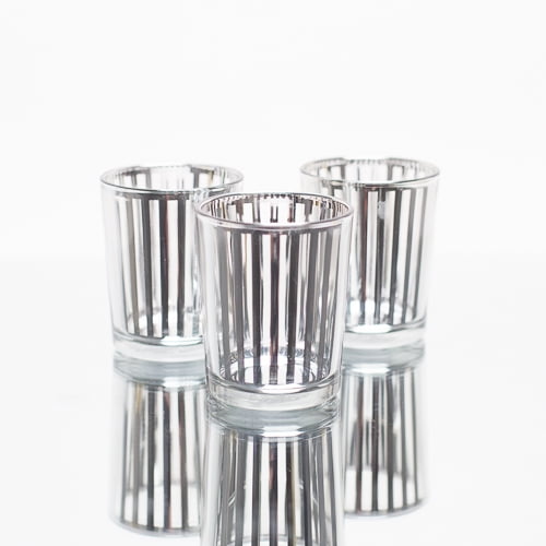 Richland Votive Candle Holder Metallic Silver Stripe Set of 12