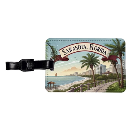 Sarasota, Florida FL Travel City State Stamp Faux Leather Travel Luggage Tag