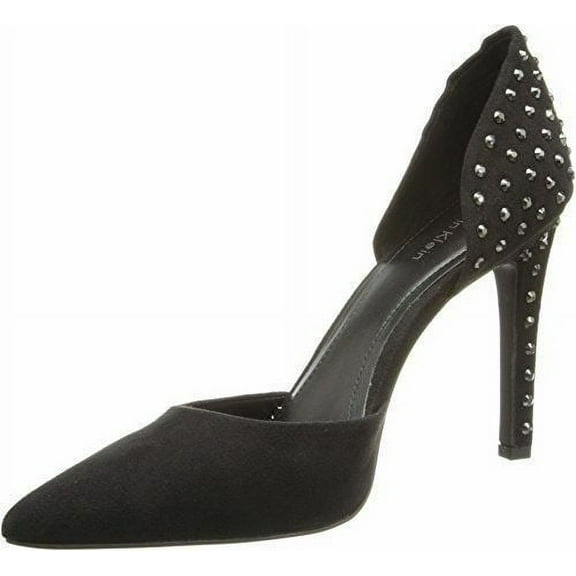Calvin Klein Bellona Belona Black Studded Microsuede Pumps Pointed toe 8.5 M New