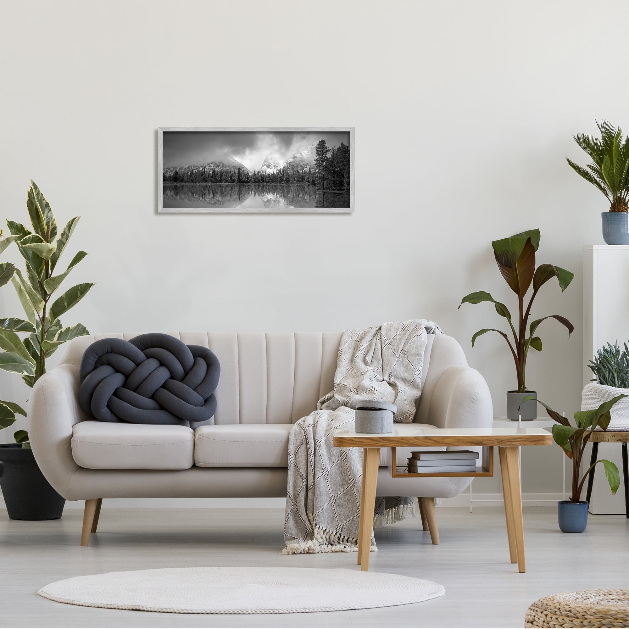 Stupell Industries Grey Lake Landscape Landscape Photography Gray Framed Art Print Wall Art, 30 x 13