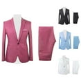thumbnail image 2 of Kmxyo 2Pcs/Set Men Formal Business Party Solid Color Long Sleeve Blazer Suit Pants, 2 of 7