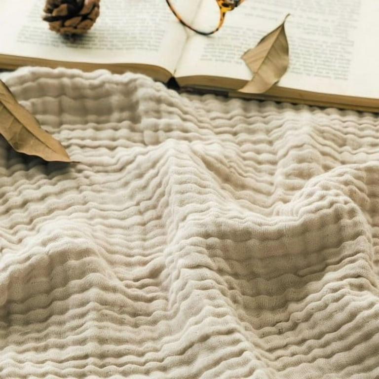 Tunhigl Twin/Twin XL Muslin Blanket 66"x90", 100% Cotton, Ultra-Soft Breathable Lightweight All-Season Throw, Machine-Washable, Year-Round Bed Couch Camping Decor