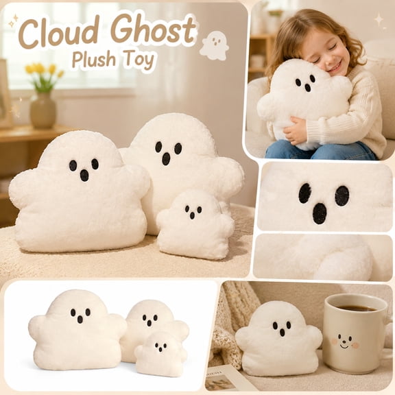 Halloween Indoor Holiday Accessory, Halloween Ghost Decor, Cute Halloween Decorations, Halloween Decorations for Home, Halloween Bedroom Decor, 19X15 in Soft Cloud Shaped Ghost