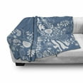 thumbnail image 3 of Sea Shells Soft Flannel Fleece Blanket, Floral Arrangement with Fishes Abstract Marine and Natural Elements Illustration, Cozy Plush for Indoor and Outdoor Use, 50" x 70", Blue White, by Ambesonne, 3 of 6