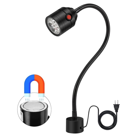Magnetic Work Light, LED Machine Light with Flexible Gooseneck and Magnetic Base, Shop Tool Lamp for Lathe US Plug