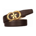 thumbnail image 1 of Catelles Leather Alloy Automatic Buckle 2.4cm Width Women's Brown Belt, Wear-resistant And Not Easy To Deform, Elegant Suitable for Casual Sports Outfits,Gift Box&Length 105cm, 1 of 11
