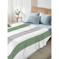 thumbnail image 4 of Sage Green Grey Striped Queen Size Flat Sheet, Wrinkleproof & Fadeproof Cooling Flat Bed Sheet Only, Minimalist Farmhouse Stripe Breathable Soft Bedding Top Sheets 90 x 102 Inches, 4 of 8