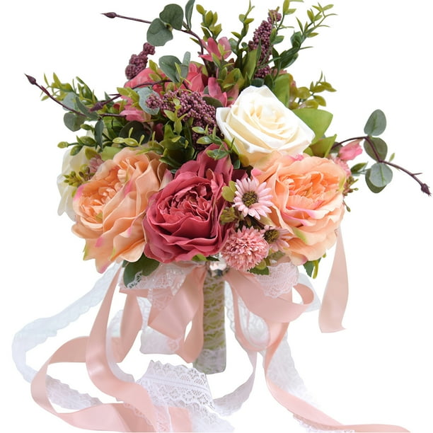 Ramo de Flores Artificiales Advancent para Boda Decoración Rosa