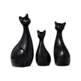 thumbnail image 2 of Xecvkr Ceramic Pet Family Cat Figurine Art Sculpture Porcelain Parent Kids Office Living Room Shelf Desktop Centerpiece Keepsake Animal Lover Gift 3pcs Black, 2 of 6