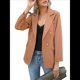 thumbnail image 1 of Chaqueta Blazer para Mujer, Informal, de Negocios, con Frente Abierto, Solapa, Elegante Abrigo con Bolsillos Caqui M, 1 of 8