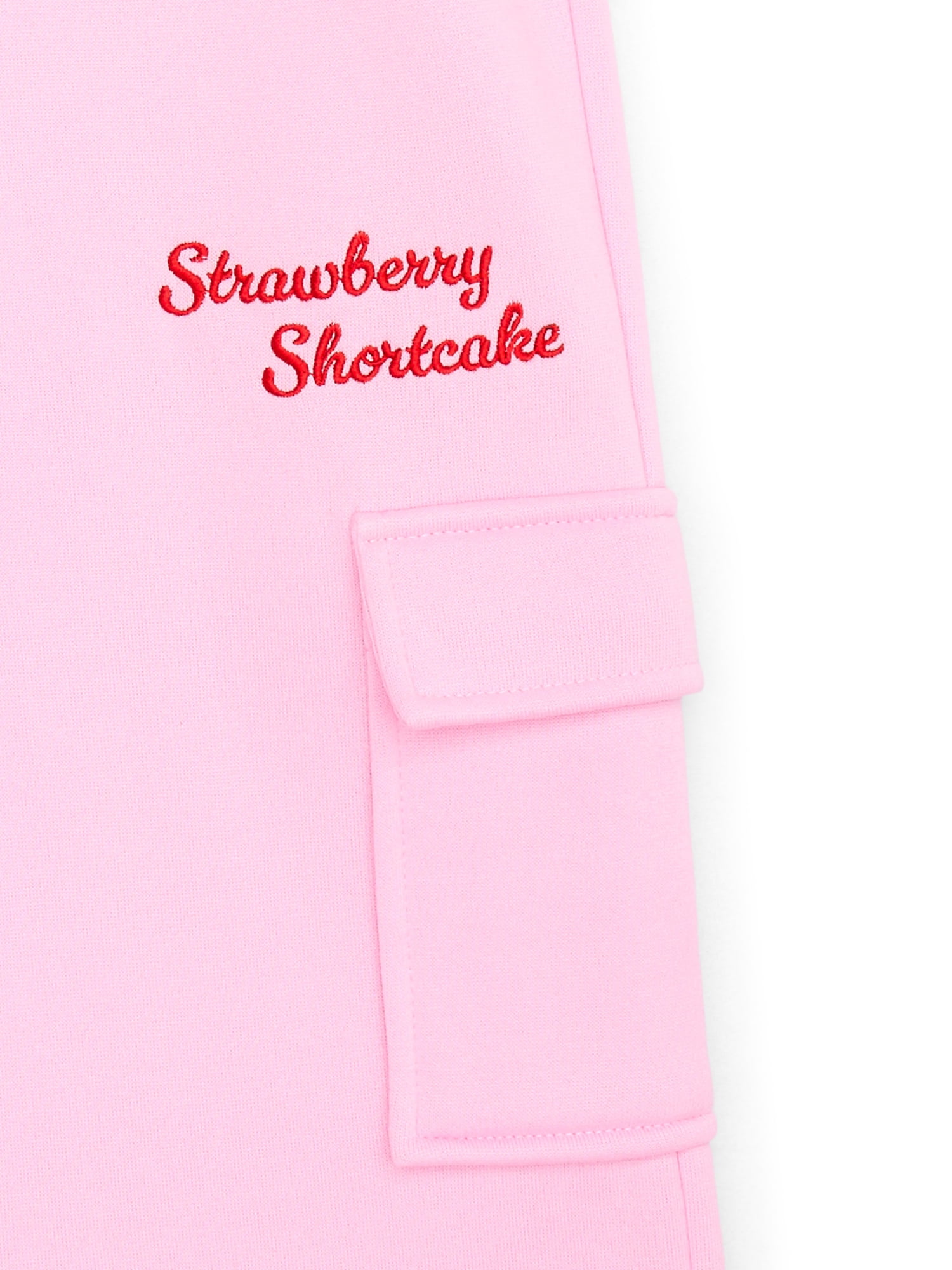 Strawberry Shortcake Girls Embroidered Graphic Wide Leg Fleece Pants, Sizes 4-16