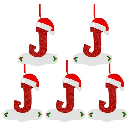 

Christmas Little Red Hat Letter Pendant DIY Writable Name 26 Letter Pendant 5PCS