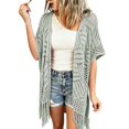 thumbnail image 4 of Breezora Women's Hollow Out Knit Cardigan Short Sleeve Fringe Tassel Lightweight Cover Up Shawl Wrap for Summer, 4 of 10