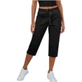 thumbnail image 2 of RUTAYY Women's Capri Pants Casual Summer with Drawstring Elastic Waistband and Side Pockets Comfortable Lightweight Solid Color Classic Stylish Trousers, 2 of 8