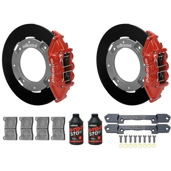 Wilwood Rear UTV Big Brake Kit Combo with Red Calipers, Plain Rotors & Brake Fluid, For 2019-up Honda Talon 1000