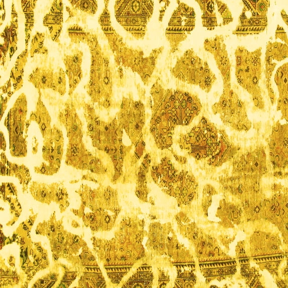 Ahgly Company Indoor Square Abstract Yellow Modern Area Rugs, 3' Square