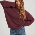 thumbnail image 2 of Edvintorg Womens Sweater Crew Neck Long Sleeve Casual Pullover Knit Sweaters Fall Winter Womens Fashion Wine M, 2 of 6