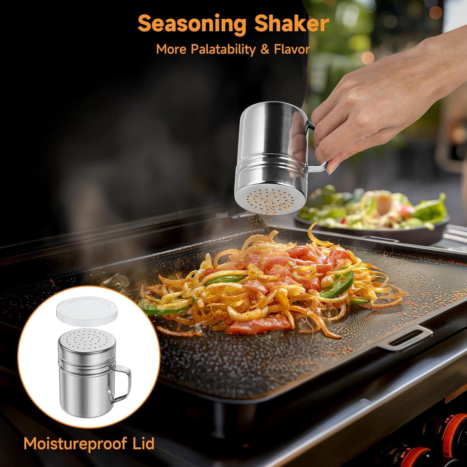 3 Pcs Smash Burger Press Kit Stainless Steel 6 Inch Spatula Seasoning Shaker Replacement Compatible With Blackstone Griddle Flat Top