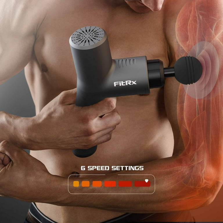 FitRx Heat Therapy Neck and Back Massager, Handheld Massage Gun with  Multiple Speeds, Attachments, and Heat Settings 