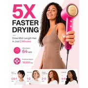 Tideway High Speed Ionic Hair Dryer, 110000 RPM, Compact, Magnetic Diffuser, Brushless Moto, Lightweight, Pink