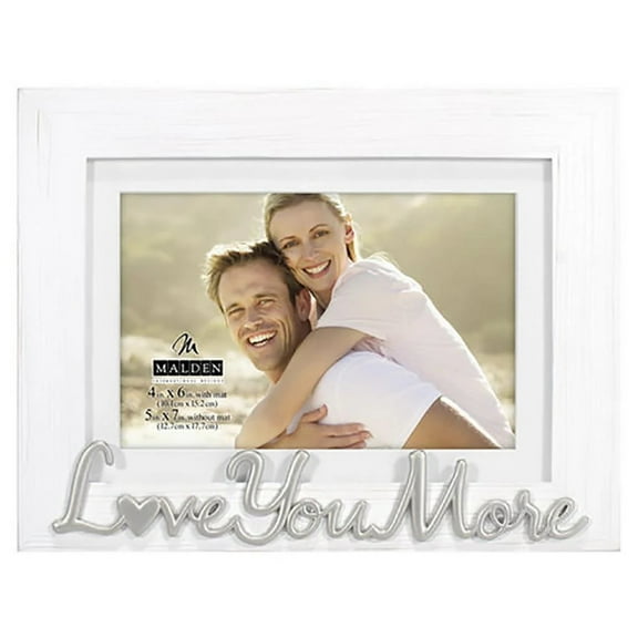 Malden Love You More Expressions Distressed White 4x6 Frame