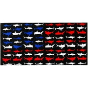 Beachland Sharks American Flag Beach Towel 30 x 60 inch 100% Cotton
