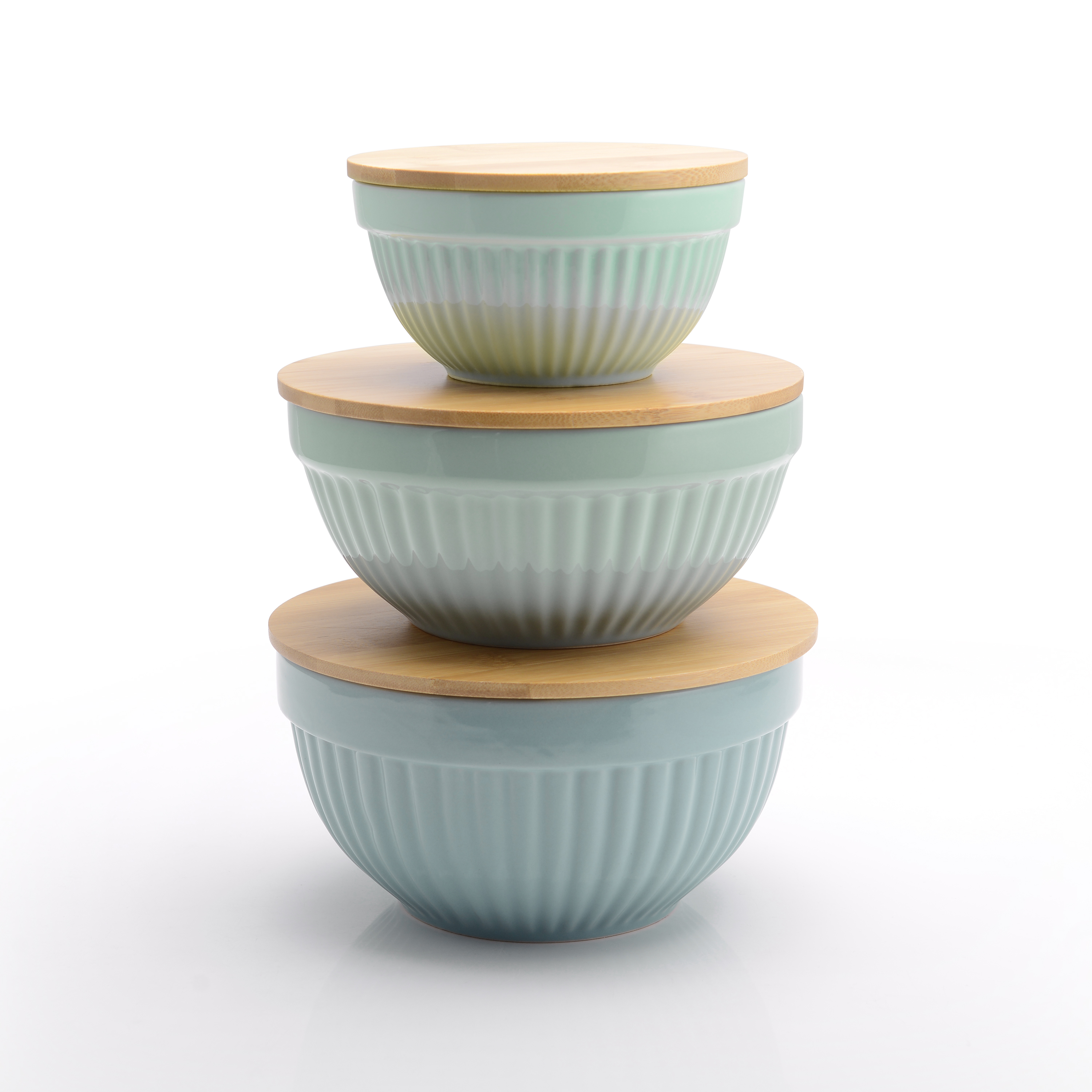 Better Homes & Gardens 3 Piece Ceramic Mixing Bowl Set, Aqua - image 2 of 8