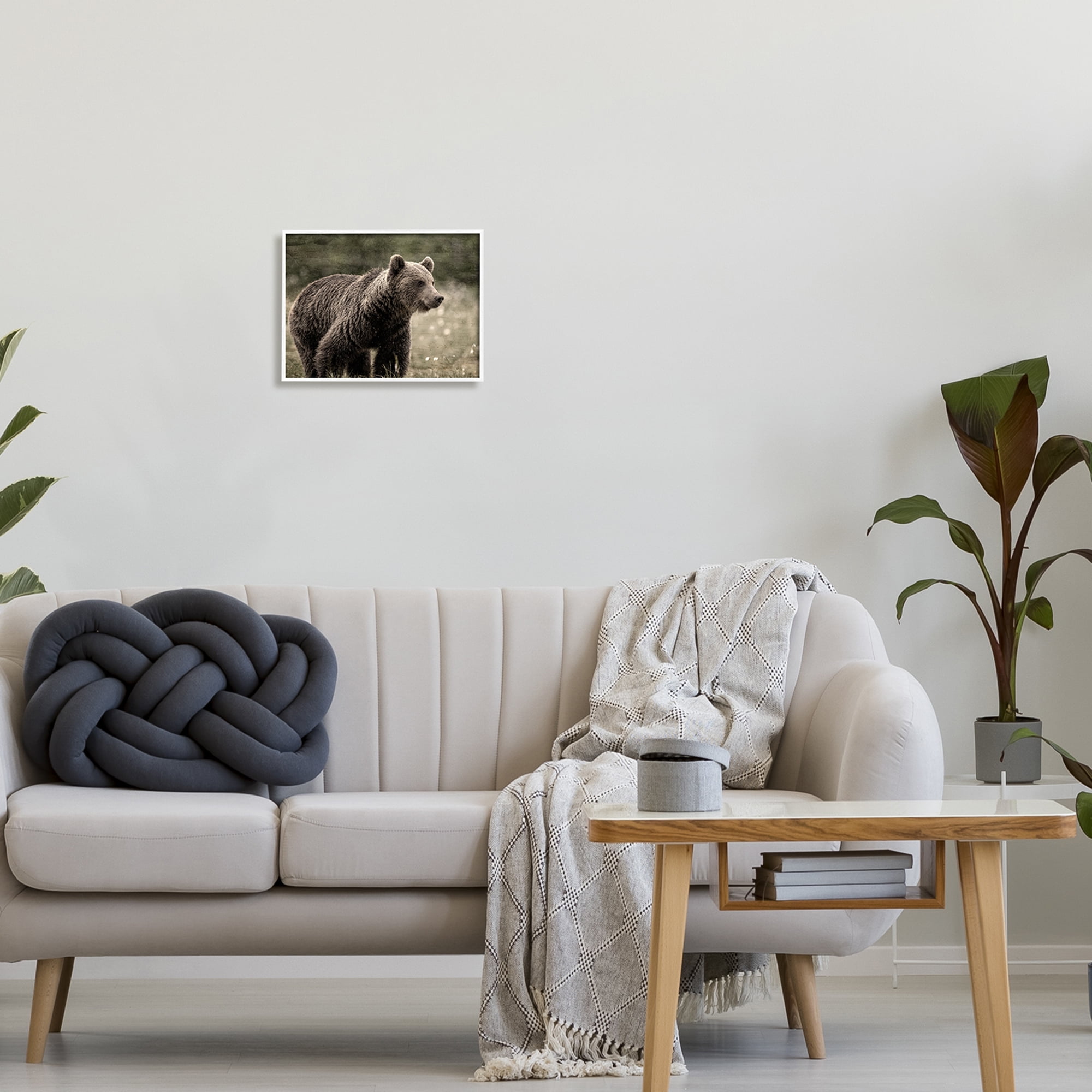 Stupell Industries Brown Bear Wildlife Animals & Insects Painting White Framed Art Print Wall Art, 14 x 11