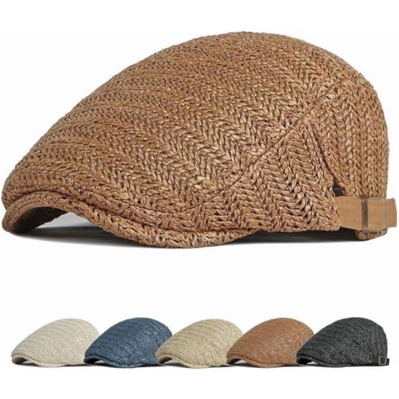 Breathable Flat Cap, Mesh Polyester Adjustable Side Strap Newsboy Cabbie Hat for Men Women Summer Golf Outdoor Driving Sun Shield (1-Pack, Grey)