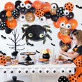 thumbnail image 1 of Paquete de 119 globos de Halloween, juego de corona de arco, globos de confeti naranja negro con globos de araña Mylar para niños, fondo de fiesta temática de Halloween, decoración del aula ER, 1 of 6
