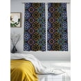 thumbnail image 2 of Pink Blue Brown Green Boho Sheer Curtains 63 Inch Length 2 Panels Set, Ethnic Abstract Geometric Art Voile Window Treatment Rod Pocket Curtains Sheers Drapes for Bedroom/Living Room/Kitchen 52x"63"x2, 2 of 7