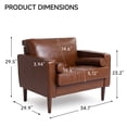 thumbnail image 2 of DREAMSIDEA Faux Leather Accent Chair Comfy Armchair Reading Chair with Pillows for Living Room Bedroom Office,Brown, 2 of 5