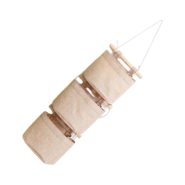 Yuarrent 3 unids/set bolsa de almacenamiento de lino de algodón a prueba de arañazos y resistente a roturas bolsas de almacenamiento para Almacenamiento y organización del hogar caqui