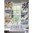 thumbnail image 2 of Navy Blue Brown Botanical Sheer Curtains 72 Inch Length 2 Panels Set, Tropical Palm Leaves Retro Voile Window Treatment Rod Pocket Curtains Sheers Drapes for Bedroom/Living Room/Kitchen 52"x72"x2, 2 of 7