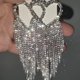 thumbnail image 4 of Pendientes de corazón con borlas y diamantes de imitación, cadena larga de plata con flecos, pendientes colgantes de cristal, joyería vintage para fiesta nupcial para mujeres y niñas, 4 of 5