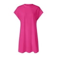 thumbnail image 5 of QUYUON Women T Shirt Mini Dresses Crew Neck Short Sleeve Summer Shirt Dress Loose Casual A-Line Tunic Short Dresses Side Split Regular Size Solid Color T-Shirt Dress, Hot Pink XXL, 5 of 6