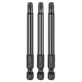 thumbnail image 1 of Uxcell 3pcs Punta de Destornillador Torx T27 1/4" Hex Shank 75mm/3" Longitud Acero S3 Magnético a Prueba de Manipulación Cabeza Estrella de 6 Puntos Bits de Destornillador Hex, Negro, 1 of 7