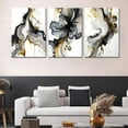thumbnail image 6 of 3Pcs Framed Black and Gold Abstract Wall Art, Modern Grey and Gold Marble Fluid Canvas Wall Art Prints Posters Wall Decor Pictures for Living Room Bedroom Office Home Decoration,Ready to hang, 6 of 7