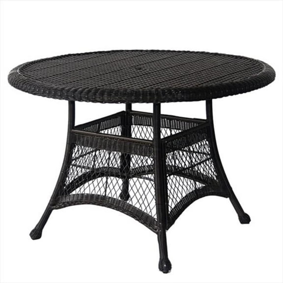 Jeco W00207D-D Black Wicker 44 In. Round Dining Table