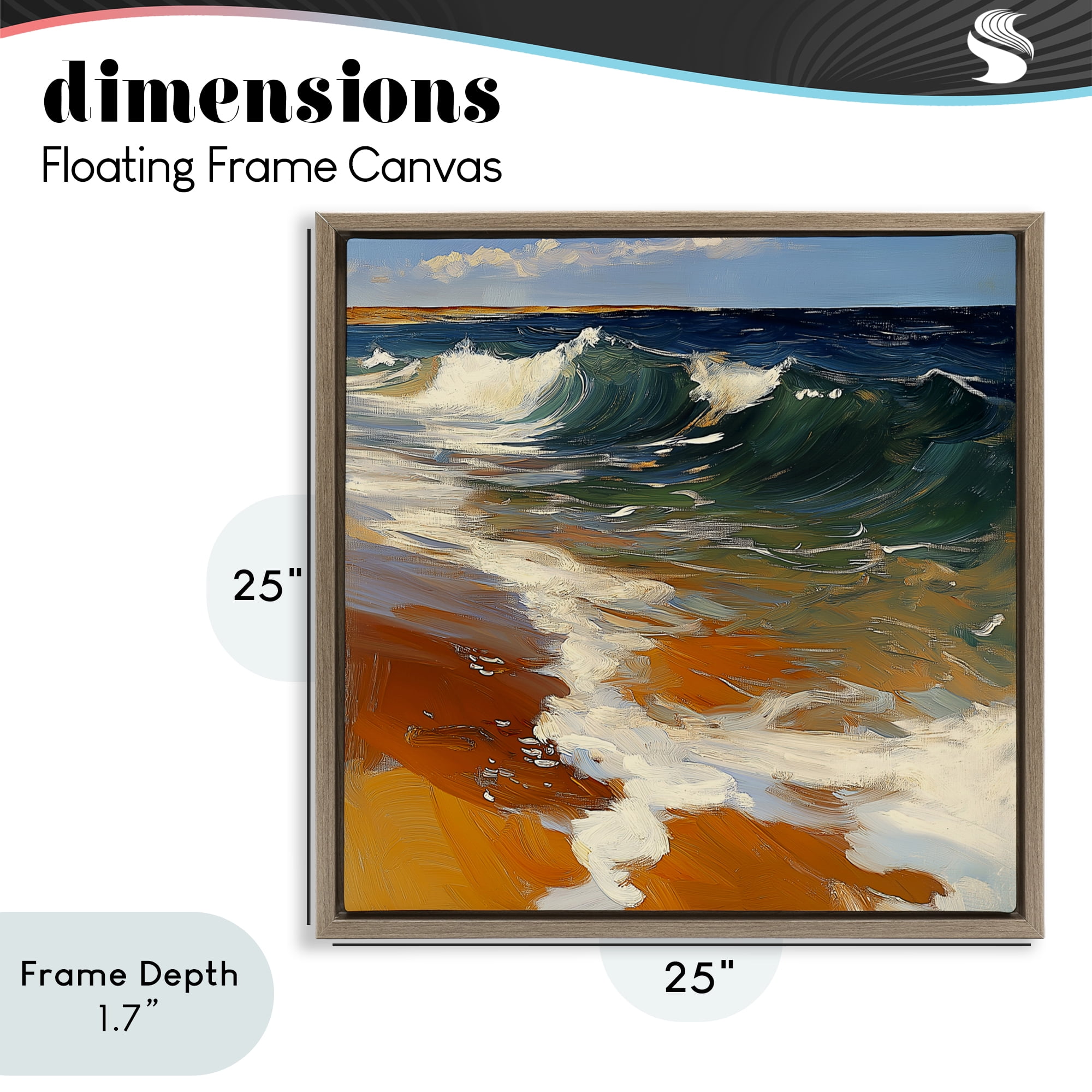 Stupell Industries Glassy Ocean Waves Break Brown Framed Floater Canvas Wall Art, design by Walker Noble