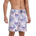 thumbnail image 2 of Goofa white Skull crystal flower Pattern Men's Pajama Short Sleep Shorts Soft Comfortable Breathable Pajamas Shorts with Pockets-XX-Large, 2 of 6