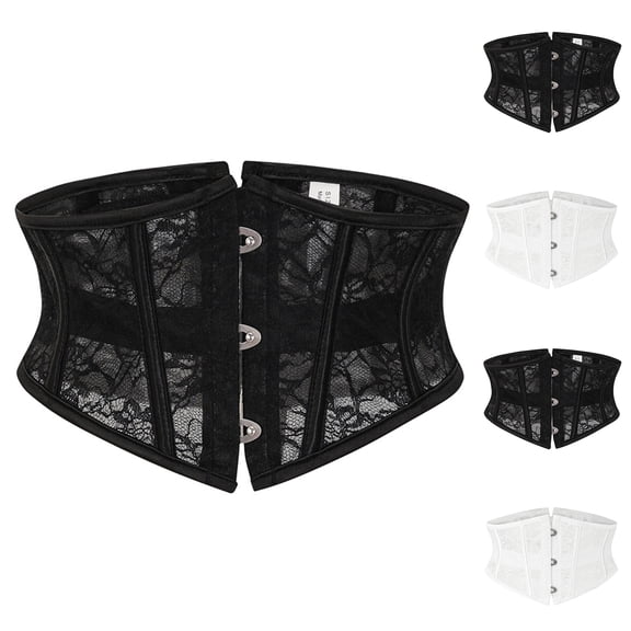 Jacquard Corset Belt for Women Underbust Boned Lace Up Bustier Waspie Belt Renaissance Steampunk Pirate Corset