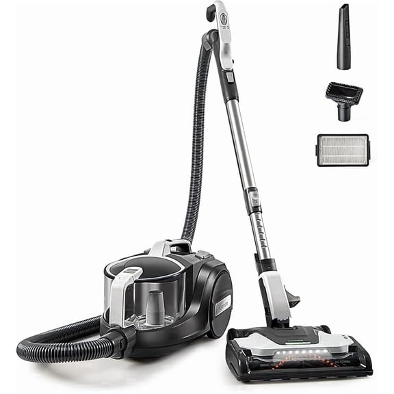 Kenmore DC5070.01 Upgrade 500 Series Bagless Canister Vacuum with Hair Eliminator Brushroll，2-Motor Cyclonic Technology, HEPA Filtration & 24' Auto Cord Rewind for Pet, Carpets, Hard Floors, Stairs