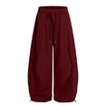 thumbnail image 4 of Resicozy Wide Leg Sweatpants for Women High Waisted Baggy Sweat Track Pants Drawstring Casual Lounge Pants with Pockets Wine M, 4 of 6