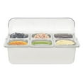 thumbnail image 2 of Stainless Steel Ice Food Serving Display Tray with 6 Pans – Hot & Cold Buffet Chiller Server, PC Roll Cover, Dual-Sided Access, 3.59qt Each Pan, for Catering & Party Use, 2 of 16